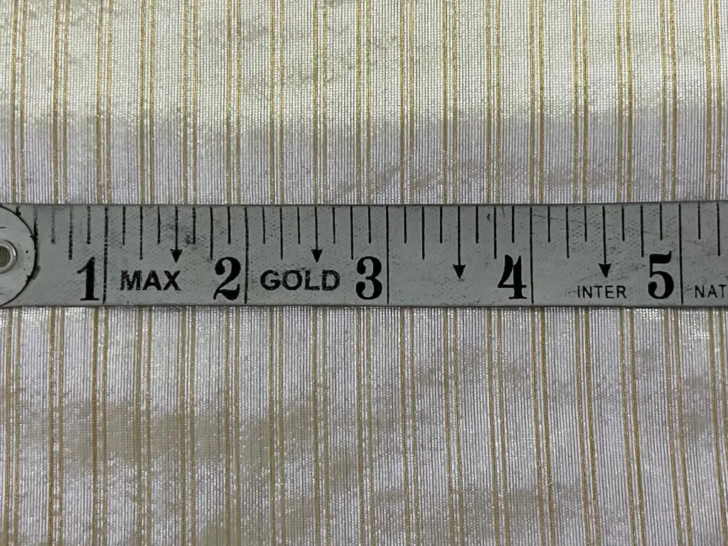 100% SILK ORGANZA BANANA STRIPES SEMI SHEER 44" WIDE available in both gold as well as silver stripe [15529/15530]