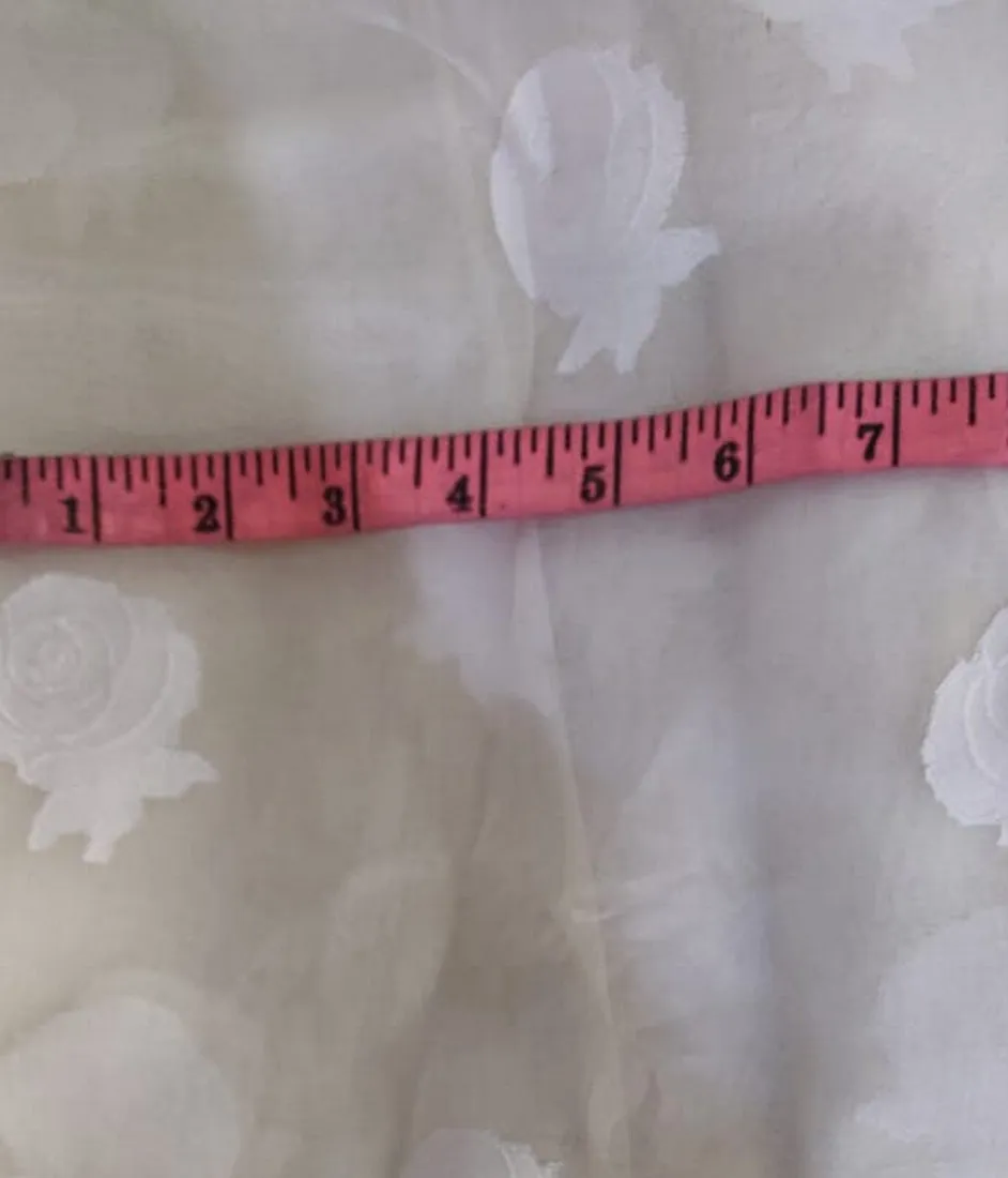 100% silk organza ivory with ivory jacquard IVORY ROSES 54" wide [11019]