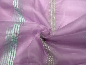 100% silk organza lavender jacquard stripes fabric 54" wide [12134]