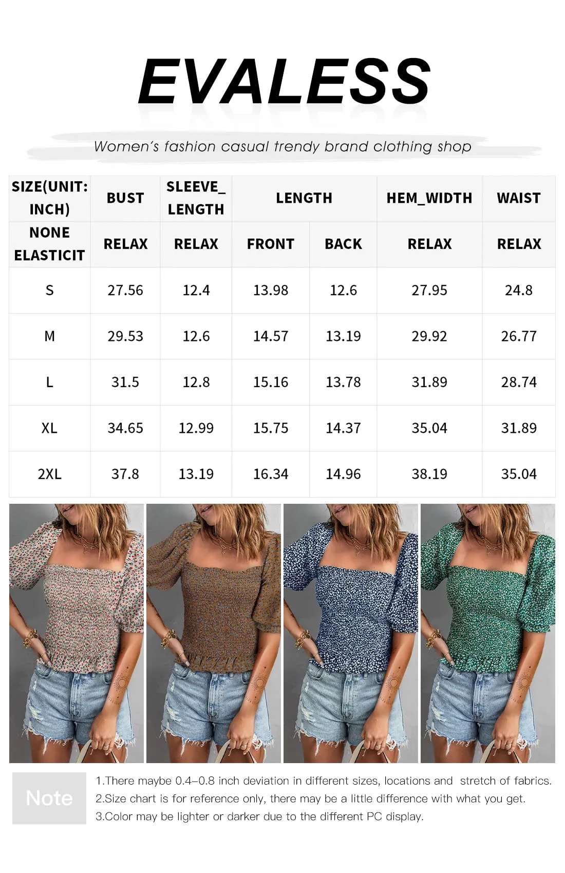 Apricot Pattern Blouses for Women Puff Long Sleeve Square Neck Tops Off The Shoulder Floral - EVALESS