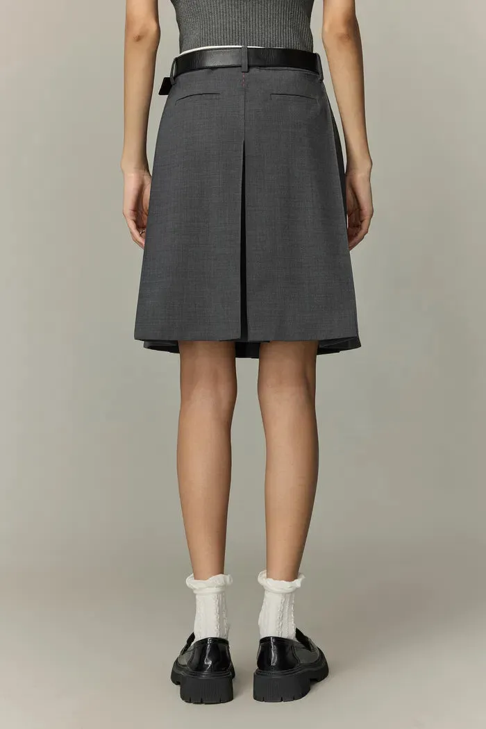 Aurora Pleated Skort in Fine Wool Blend