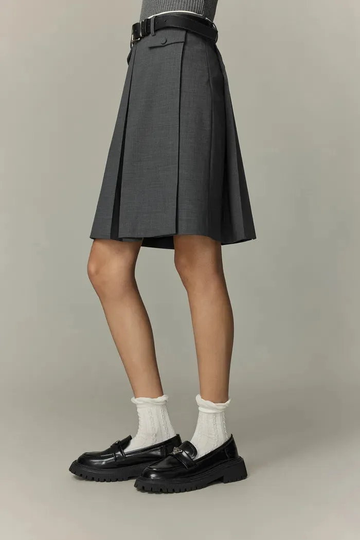 Aurora Pleated Skort in Fine Wool Blend