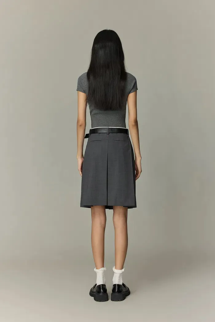 Aurora Pleated Skort in Fine Wool Blend