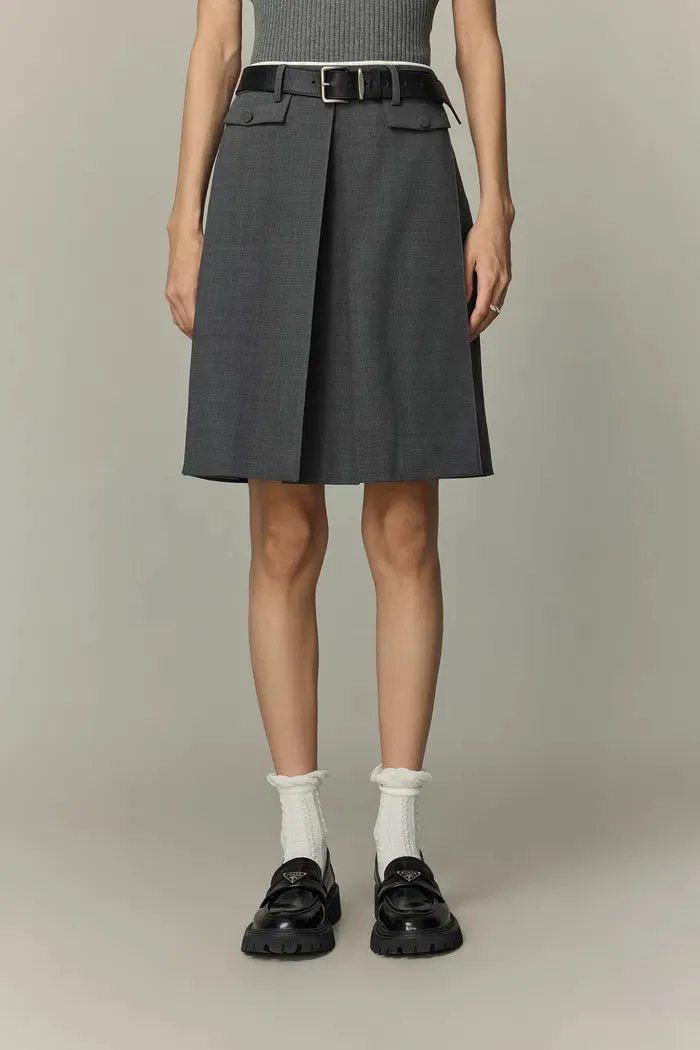 Aurora Pleated Skort in Fine Wool Blend