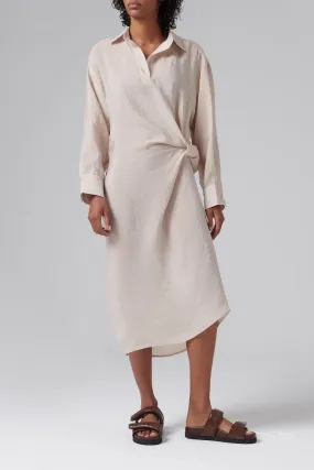Beige Abbas Long Sleeve Midi dress