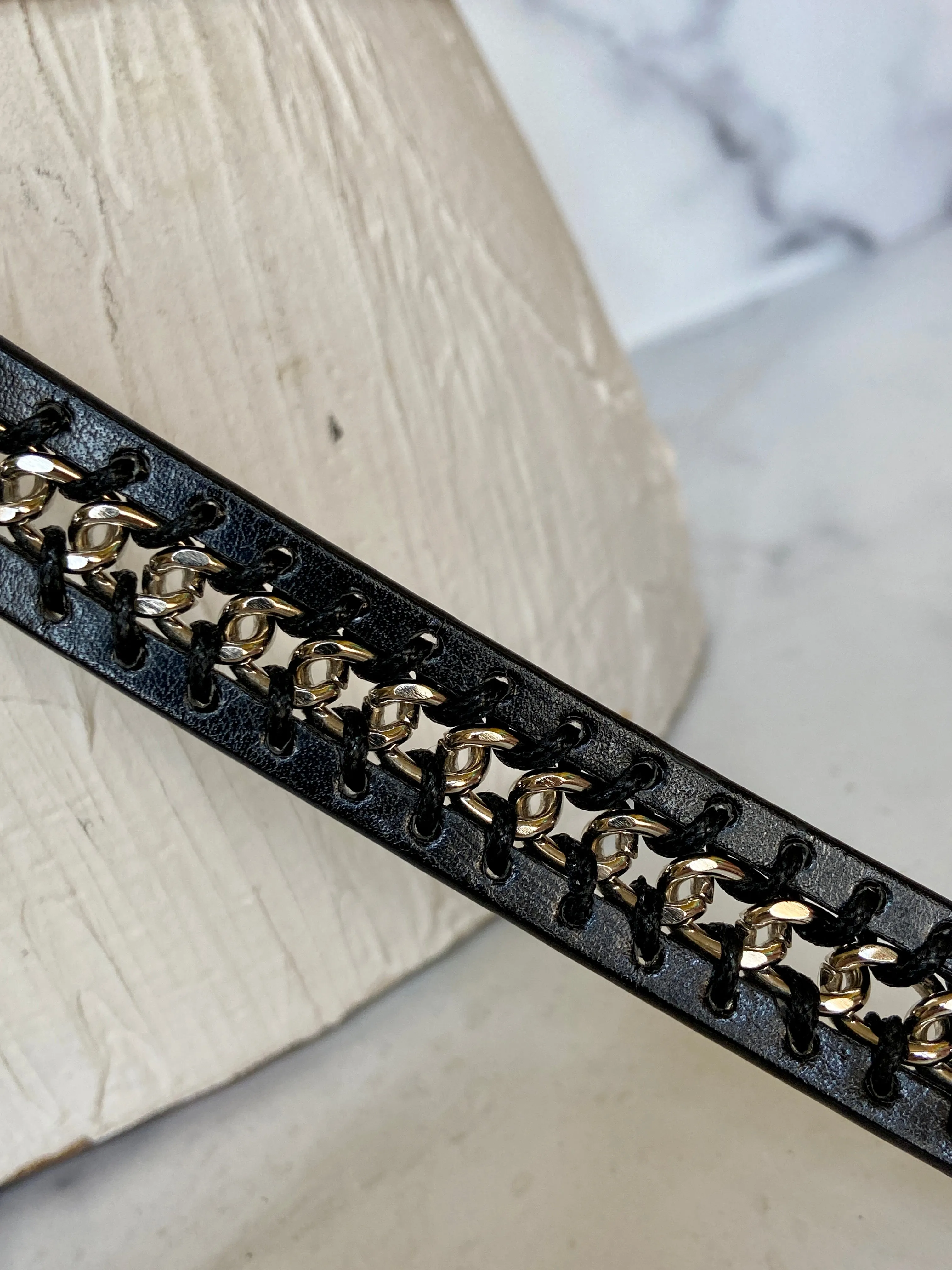 Black & metal belt