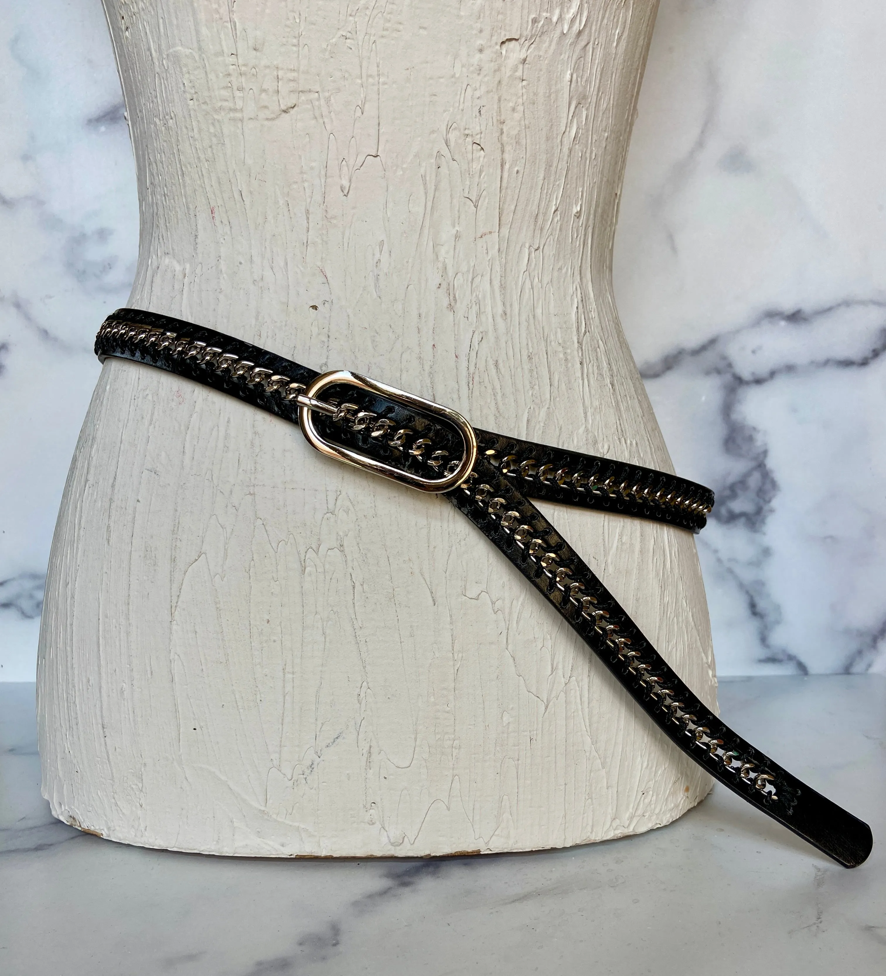 Black & metal belt