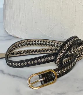 Black & metal belt