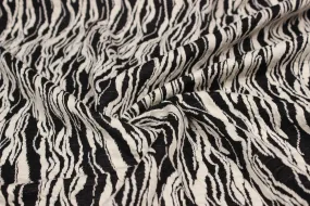 Black and White Abstract Knit Jacquard Cotton Polyester Blend Fabric