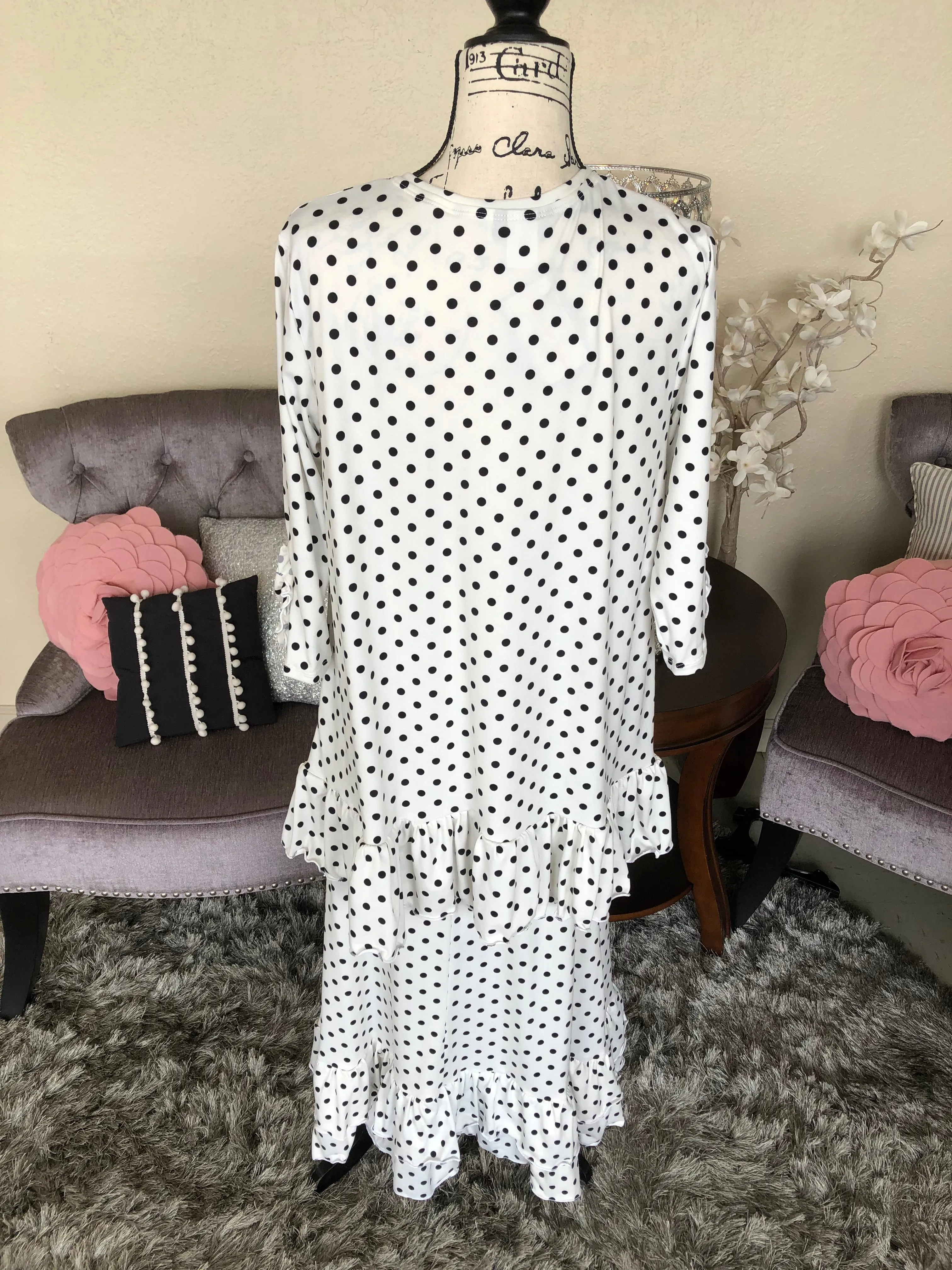 Brooke White with Black Polka Dots Tunic/Top PL