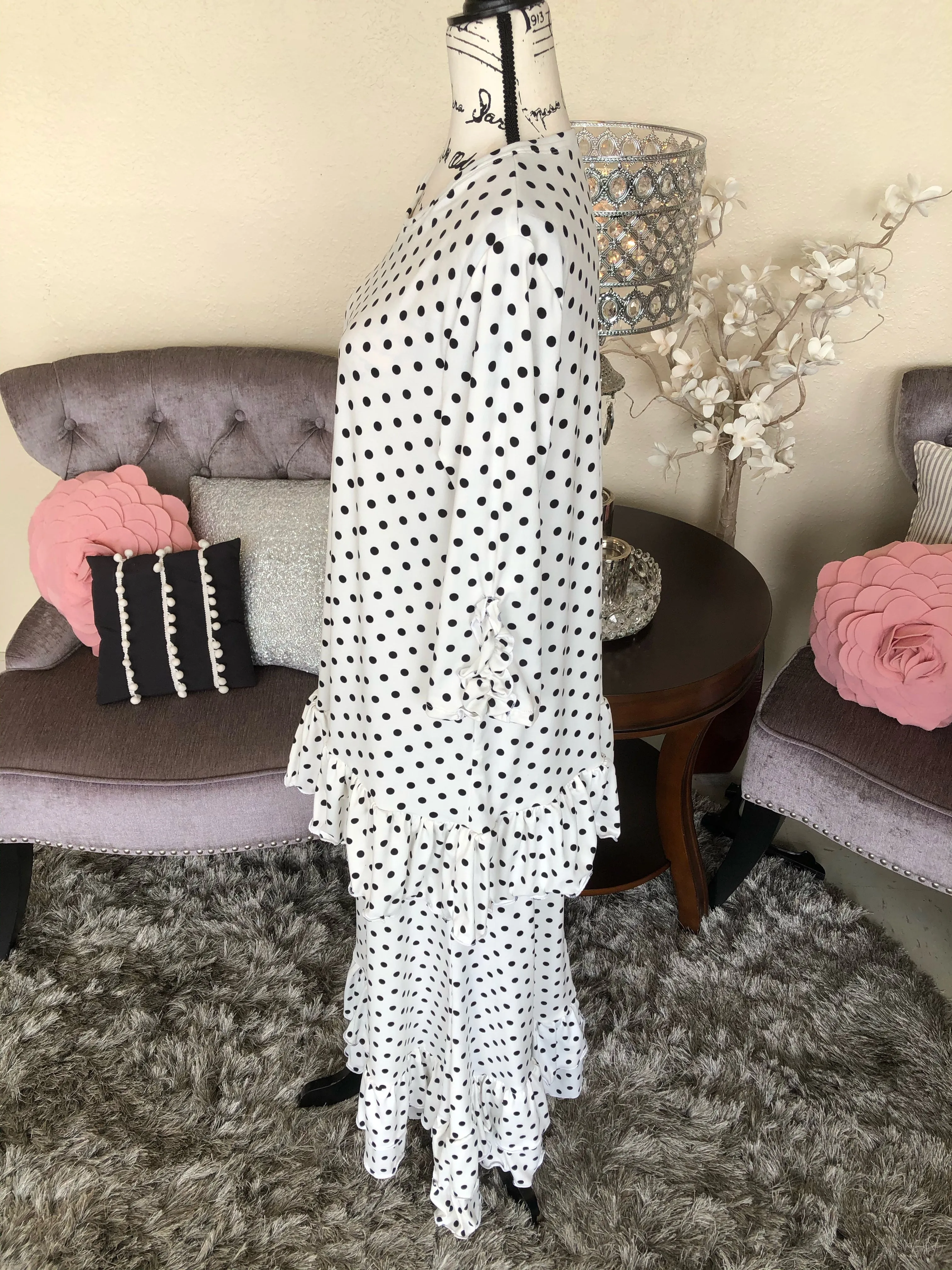 Brooke White with Black Polka Dots Tunic/Top PL