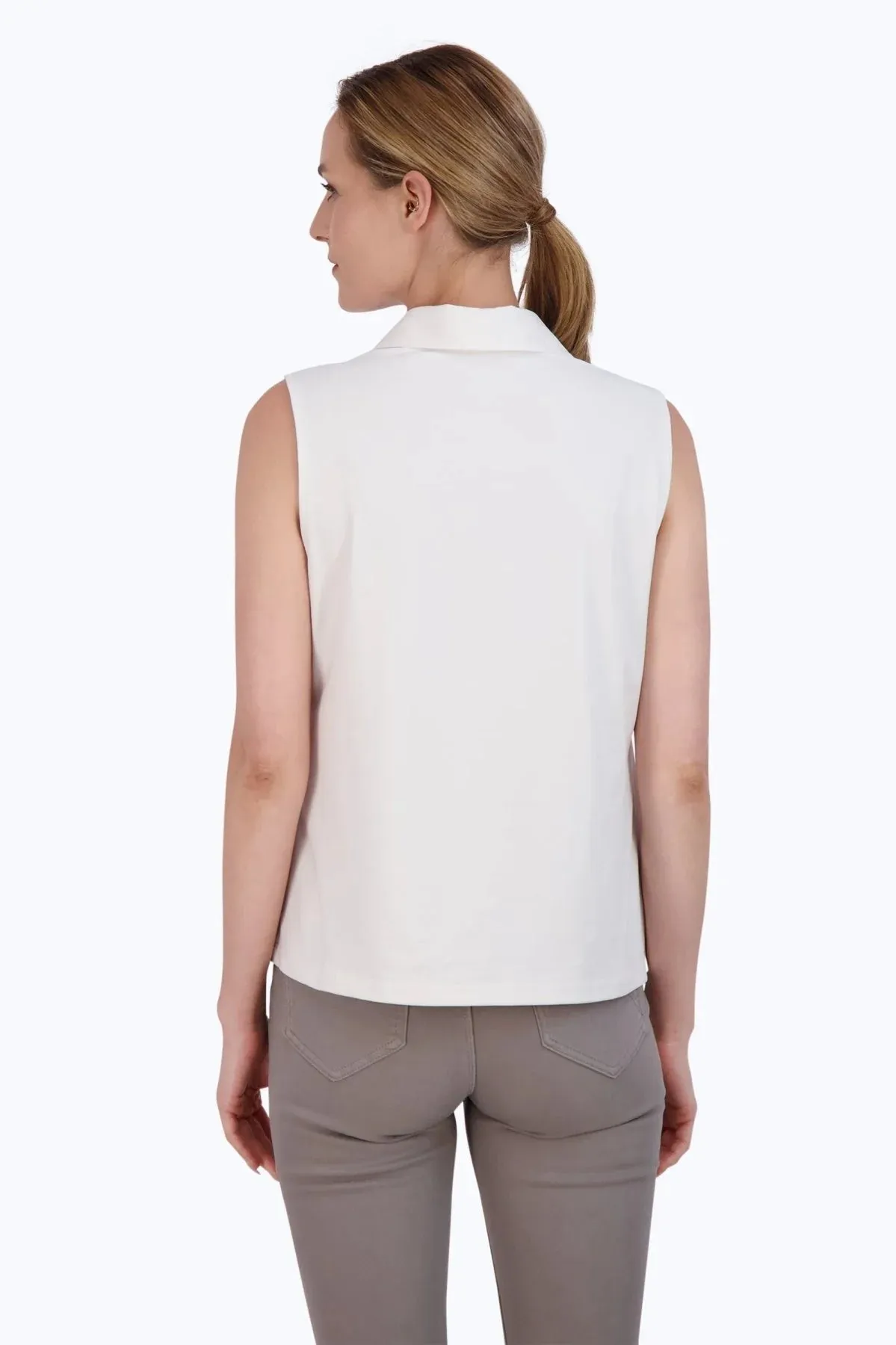 Collared Layering Tank, White