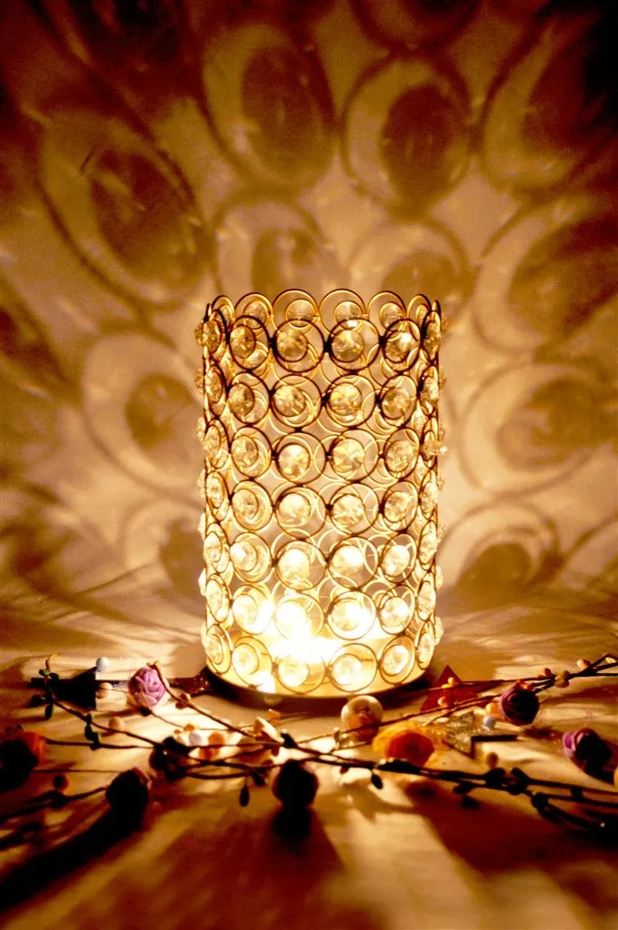 Crystal Cylinder Style Candle Holder Decorative Lamps Tamrapatra