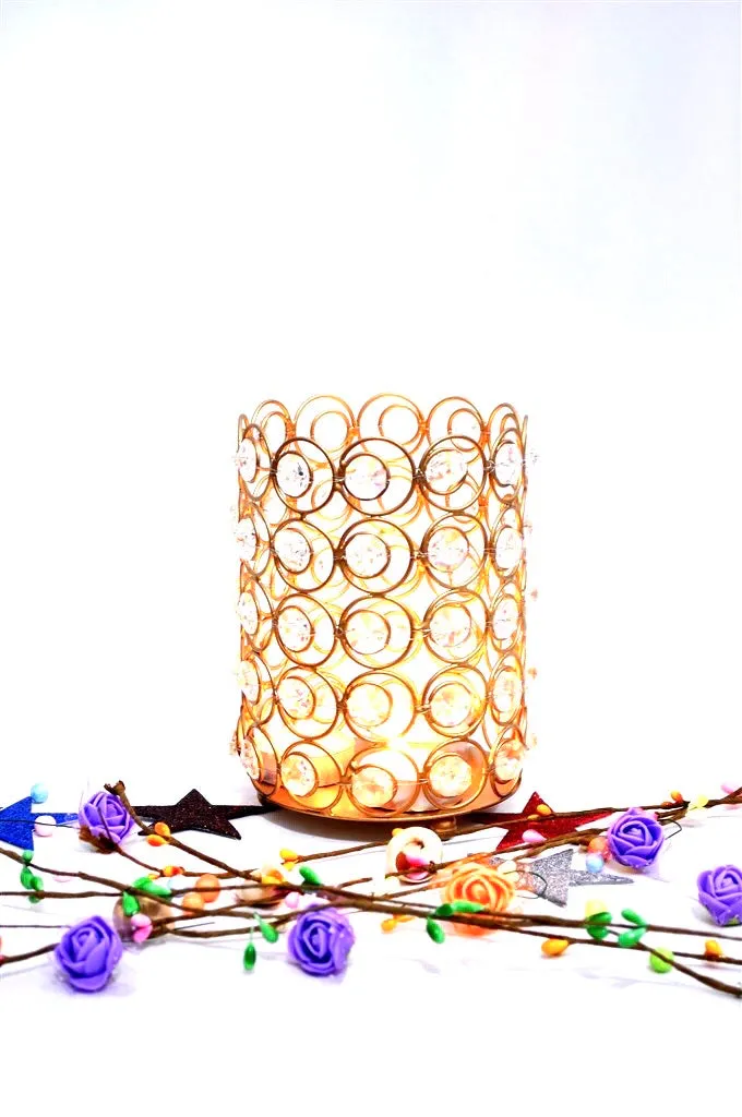 Crystal Cylinder Style Candle Holder Decorative Lamps Tamrapatra