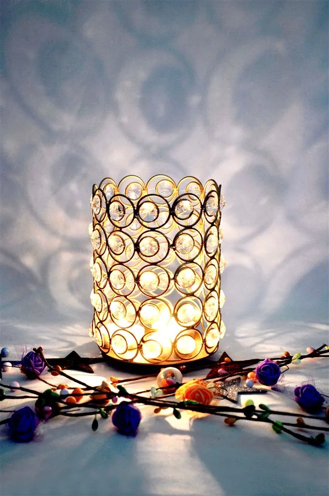 Crystal Cylinder Style Candle Holder Decorative Lamps Tamrapatra