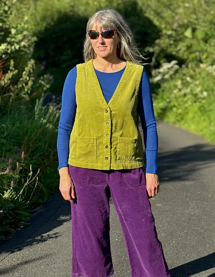Cut Loose Cord Waistcoat in Frog