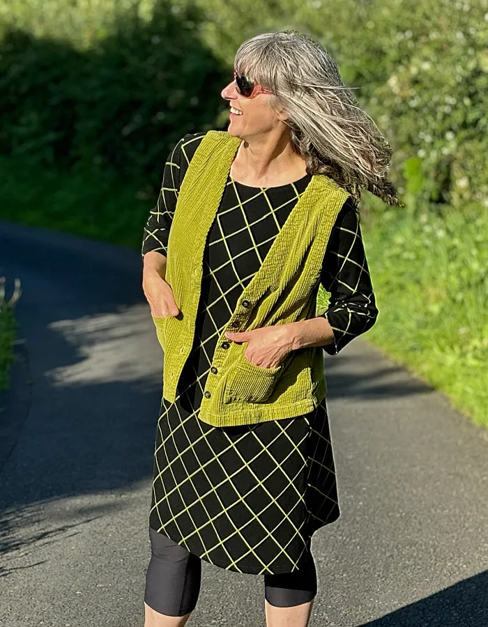 Cut Loose Cord Waistcoat in Frog