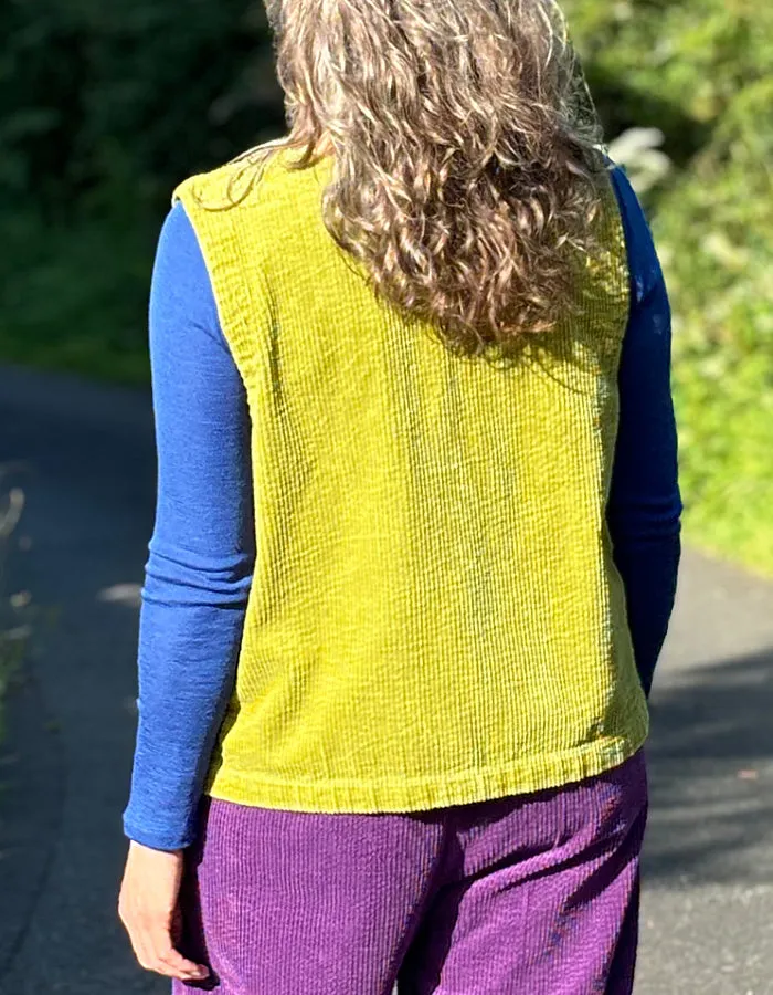 Cut Loose Cord Waistcoat in Frog