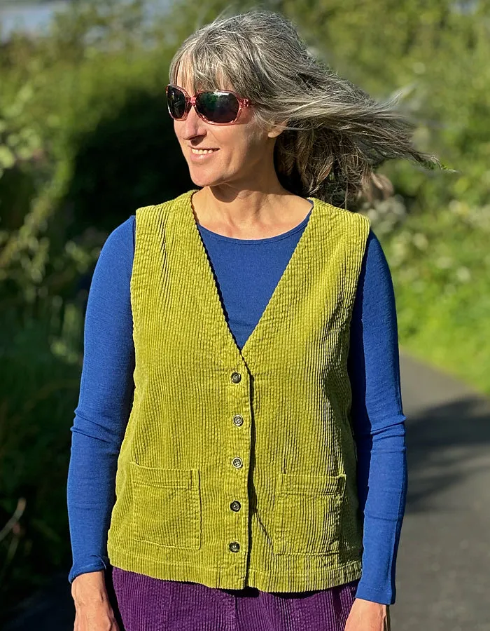 Cut Loose Cord Waistcoat in Frog