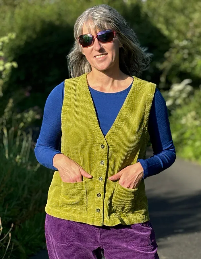 Cut Loose Cord Waistcoat in Frog