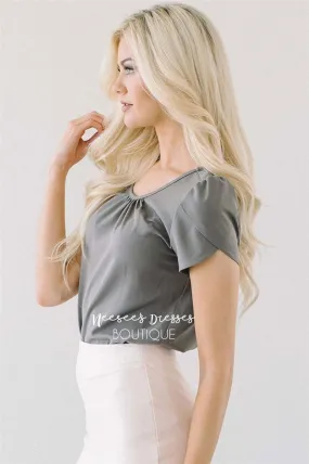 Dark Silver Chiffon Top