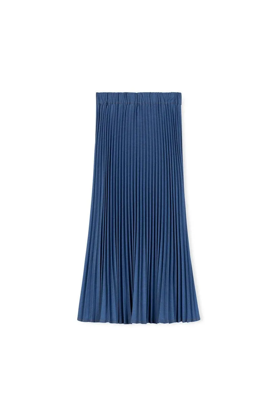 DENIM PLEATED STITCH DETAIL SKIRT