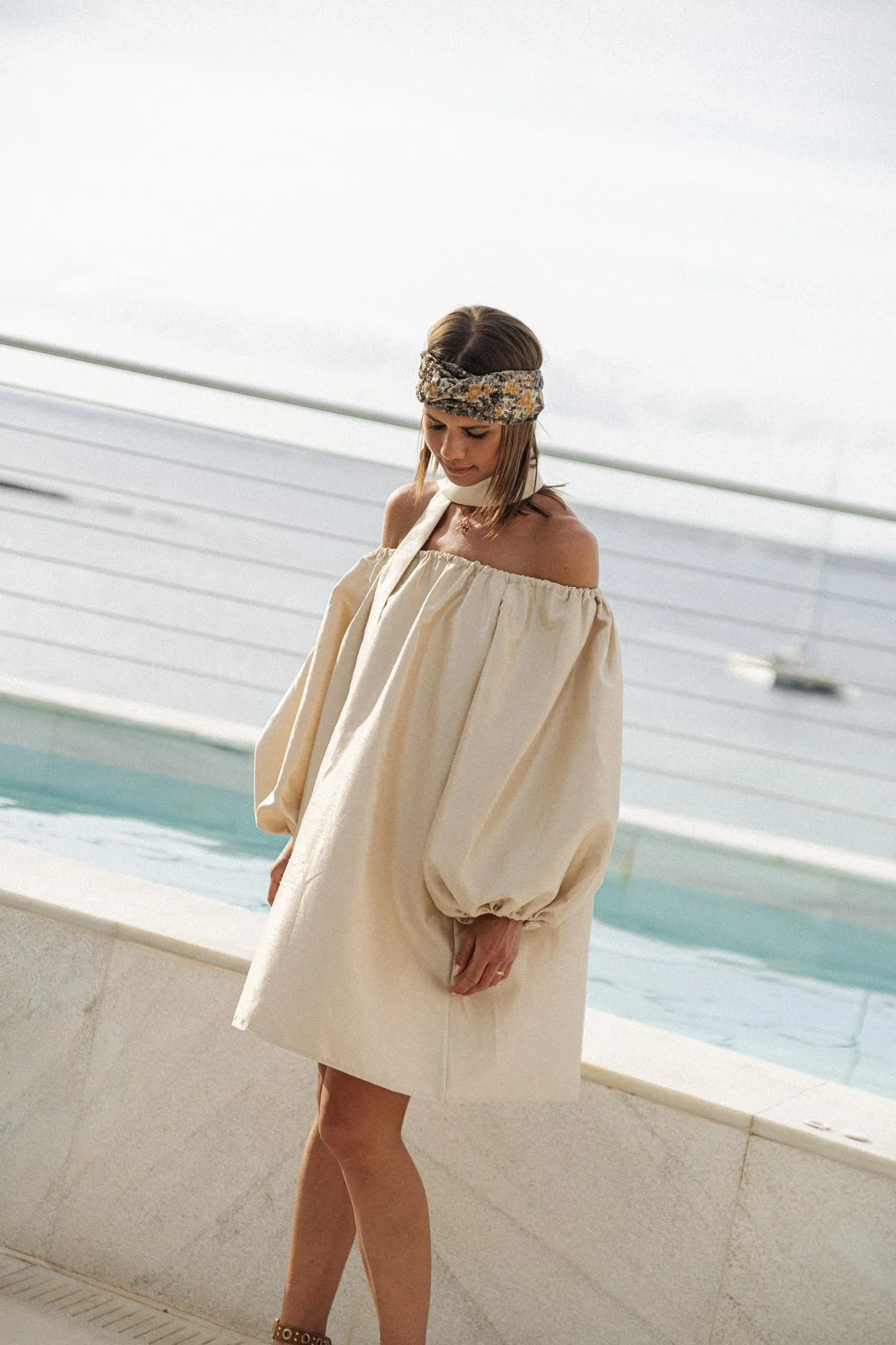 Ella off shoulder dress pearl