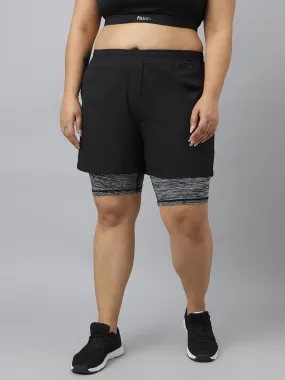 Fitkin Plus Size Double Layered High Performance Running Shorts