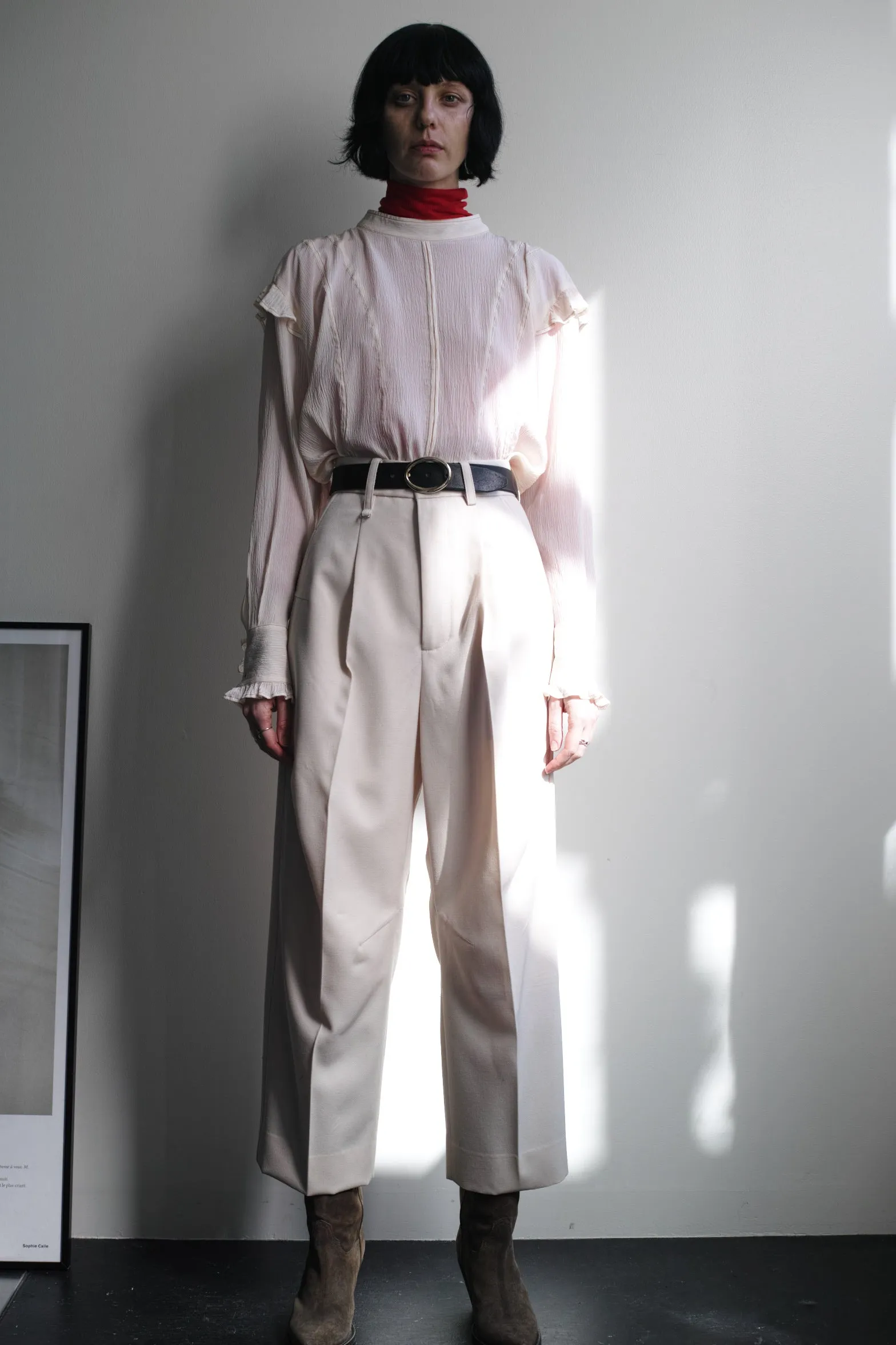 FRILL-TRIMMED BLOUSE