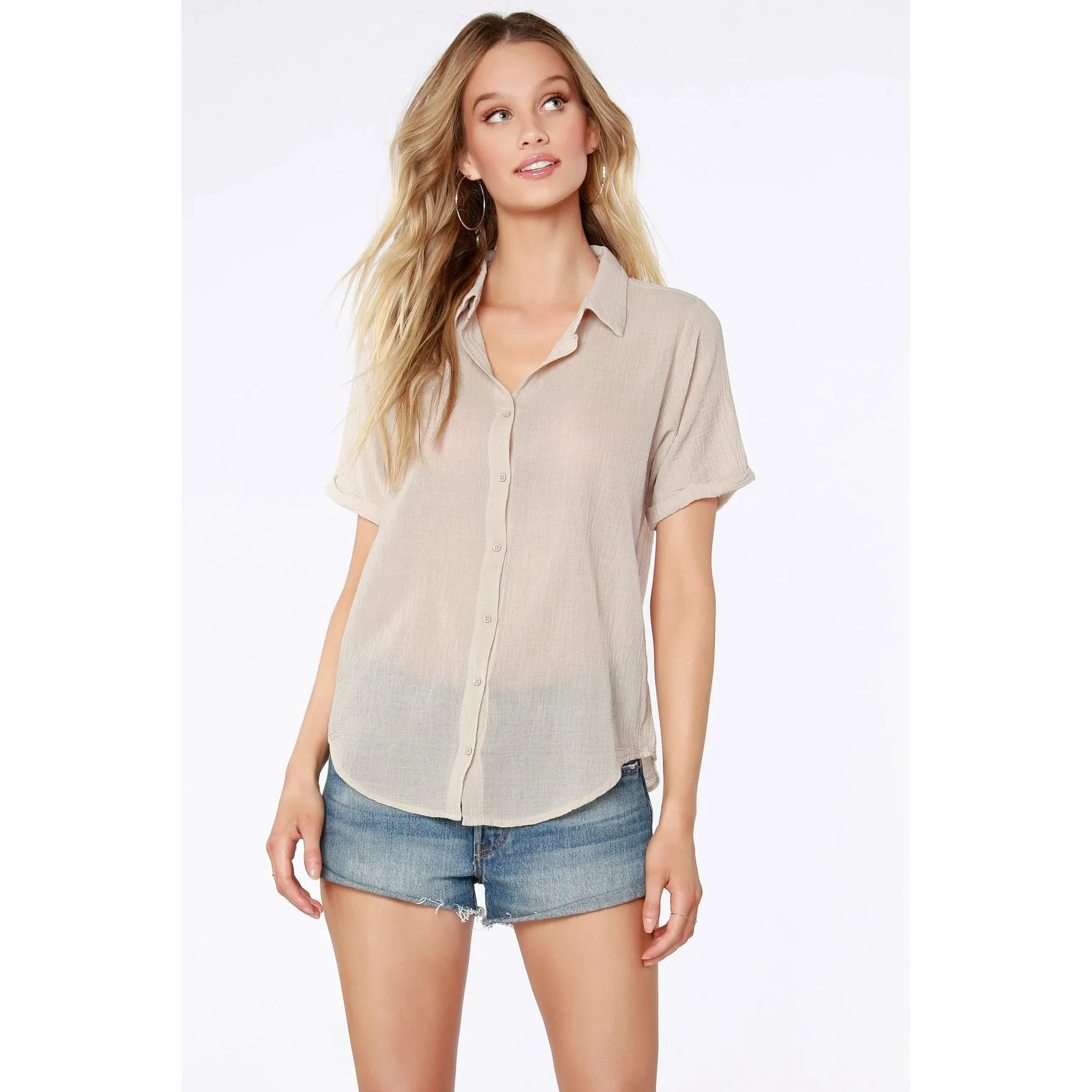 Gauze Button Up Top
