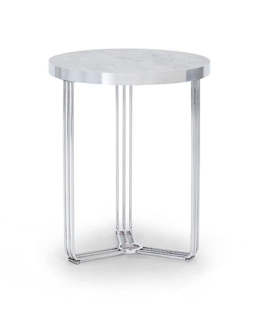 Gillmore Space Finn Collection Circular Side Table with Polished Chrome Frame