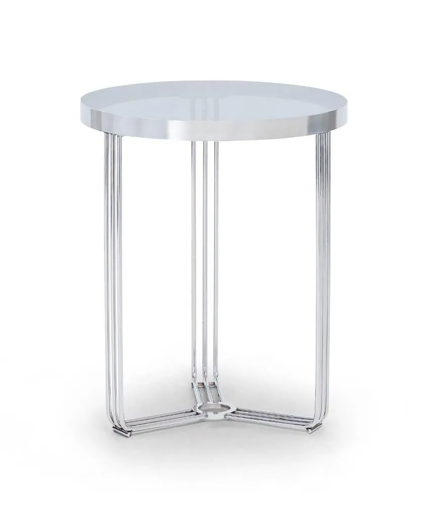 Gillmore Space Finn Collection Circular Side Table with Polished Chrome Frame