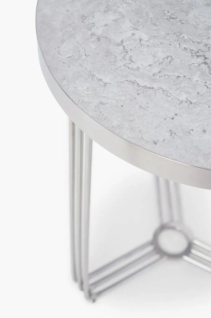 Gillmore Space Finn Collection Circular Side Table with Polished Chrome Frame