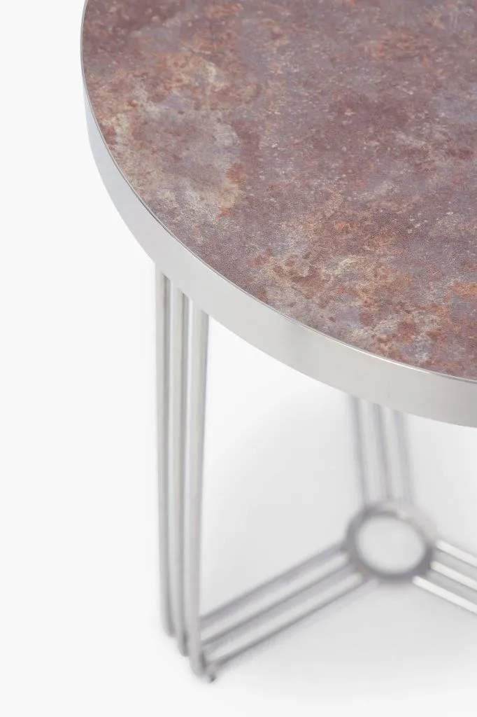 Gillmore Space Finn Collection Circular Side Table with Polished Chrome Frame