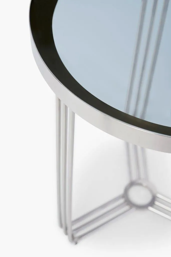 Gillmore Space Finn Collection Circular Side Table with Polished Chrome Frame