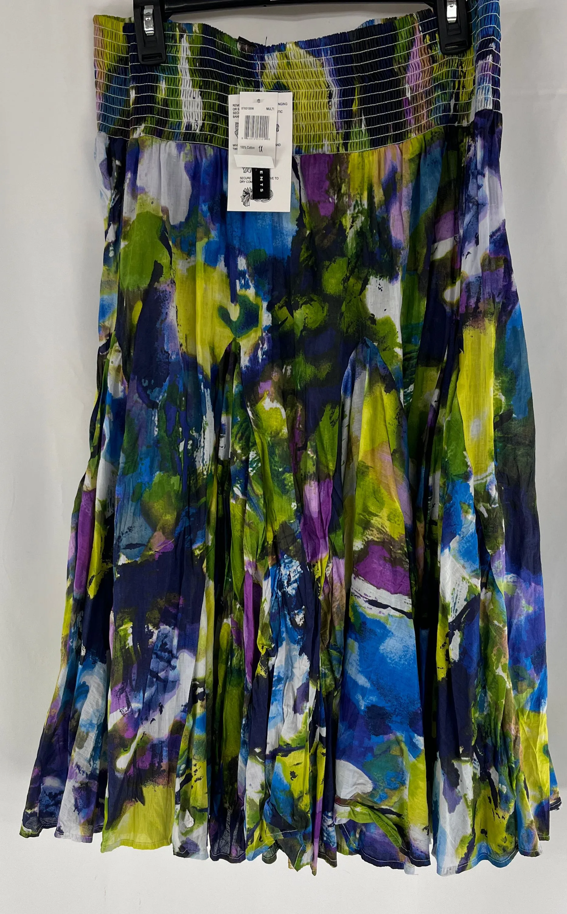 Grace Elements Wome'ns Multi Color Floral Print Pleated Dress Skirt Size XL