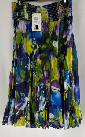 Grace Elements Wome'ns Multi Color Floral Print Pleated Dress Skirt Size XL