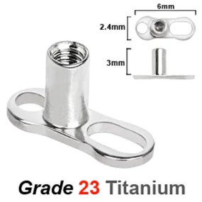 Grade 23 Titanium Dermal Anchor - 2 Holes / 3mm Rise