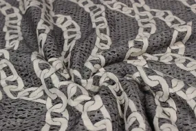 Gray & White Quirky Knit Jacquard Cotton Polyester Fabric