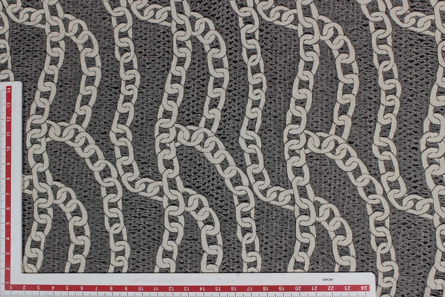 Gray & White Quirky Knit Jacquard Cotton Polyester Fabric