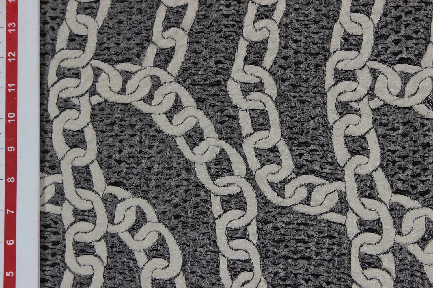Gray & White Quirky Knit Jacquard Cotton Polyester Fabric
