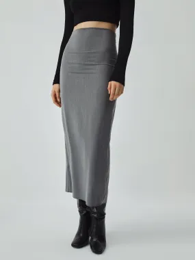 High Waist Flowy Trendy Slit Midi Skirt