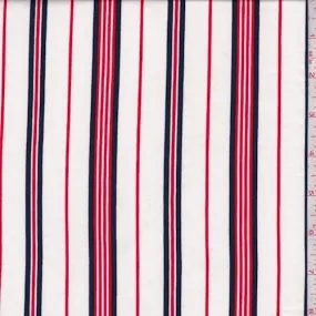 ITY White/Red/Navy Stripe Jersey Knit Fabric