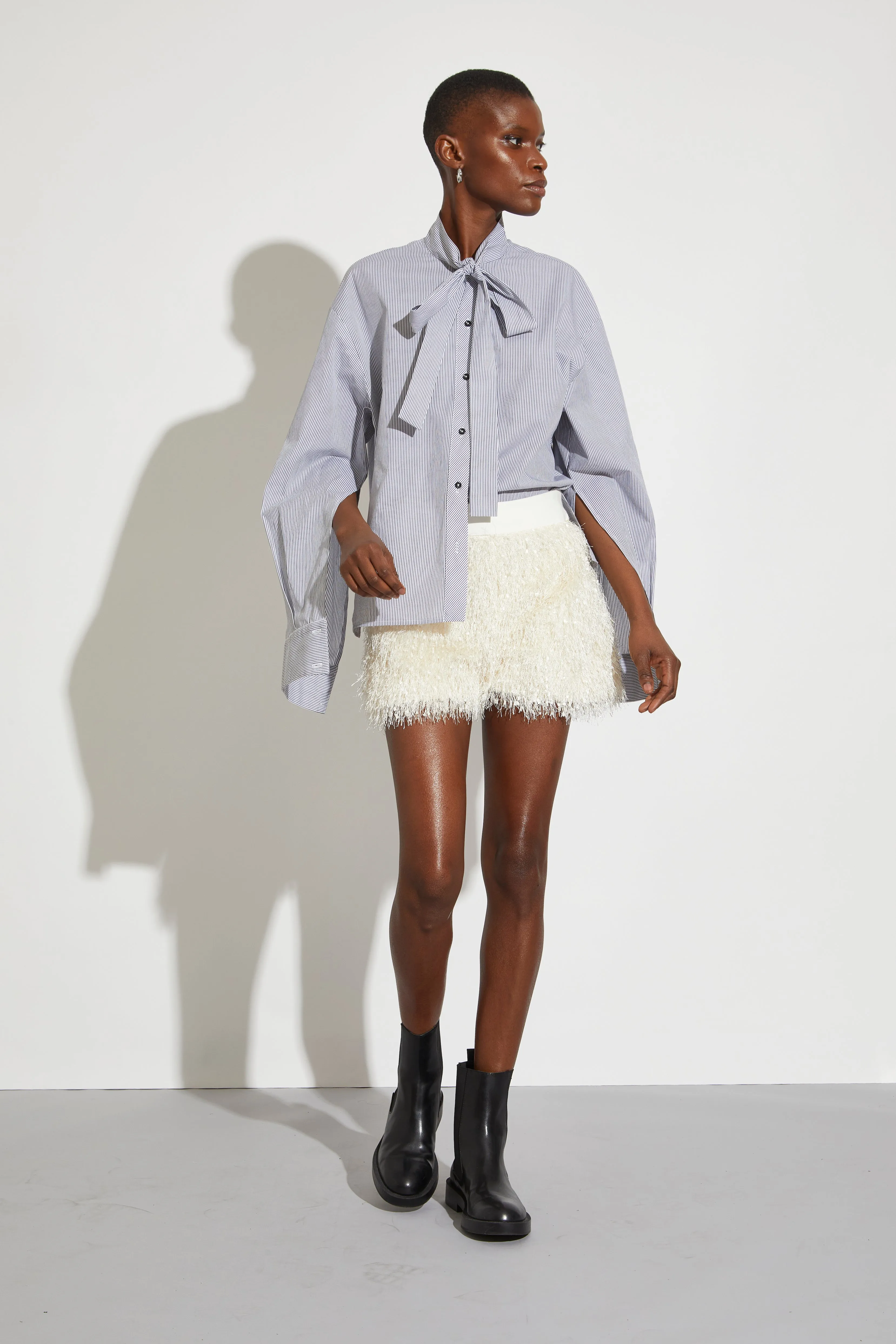 Julia Feather Shorts, Eggshell