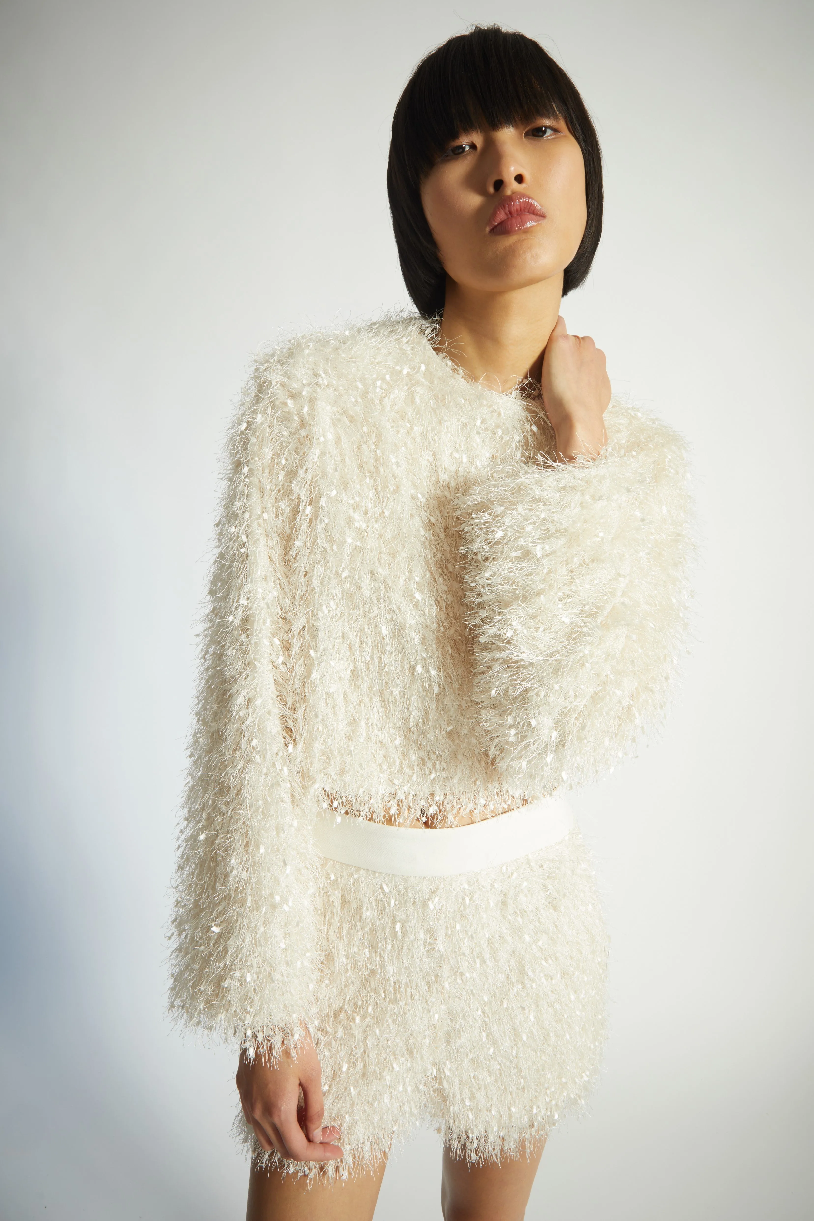 Julia Feather Shorts, Eggshell