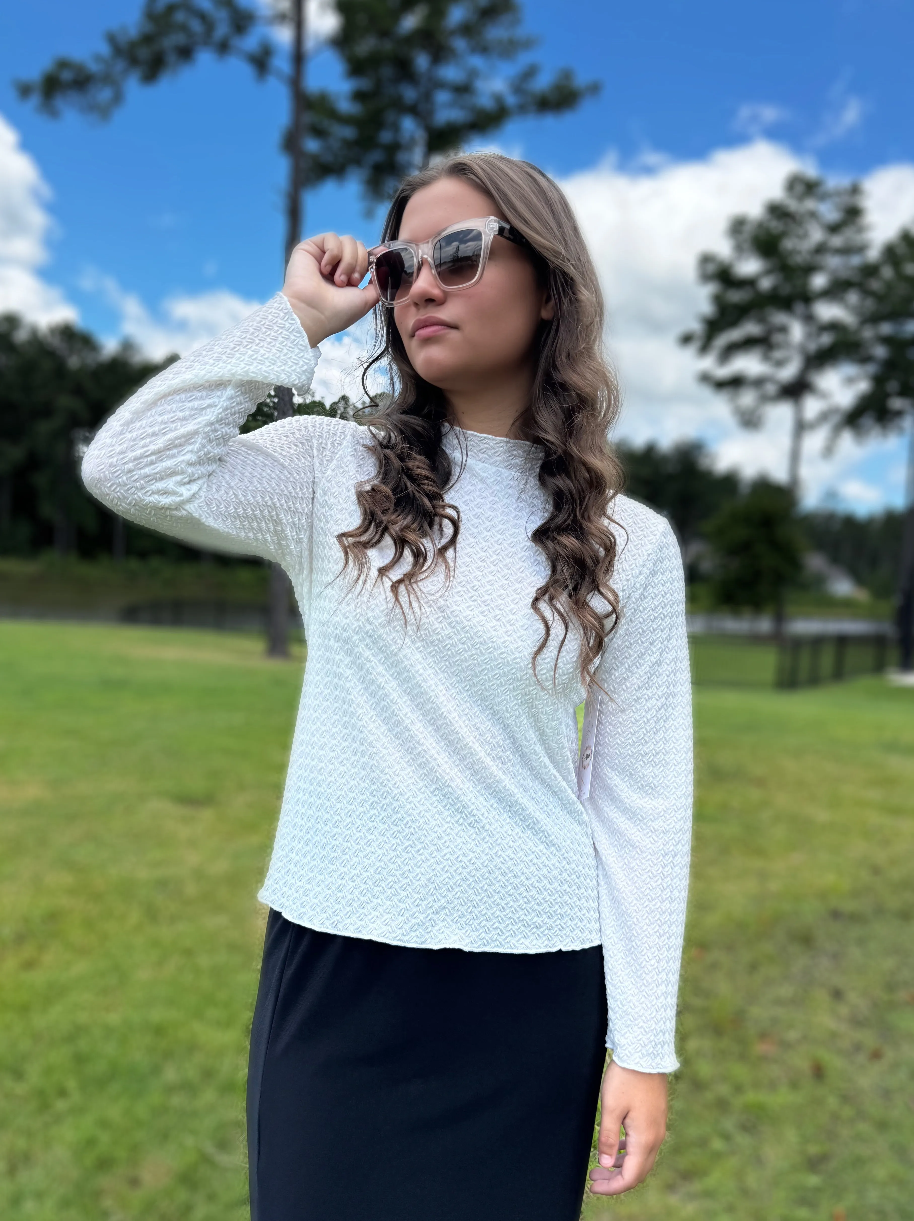 Junior Fitted Textured Layering  Top
