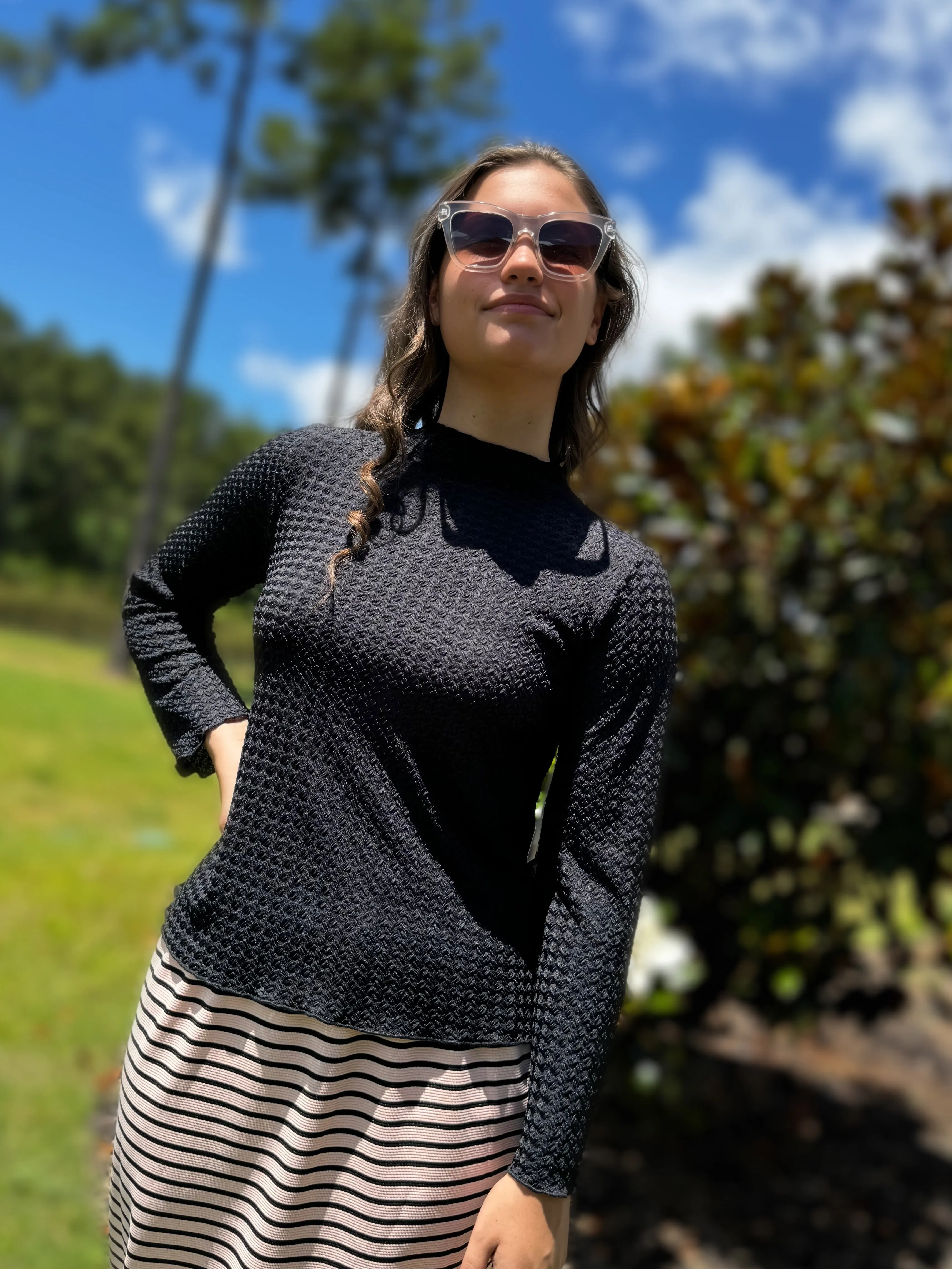 Junior Fitted Textured Layering  Top