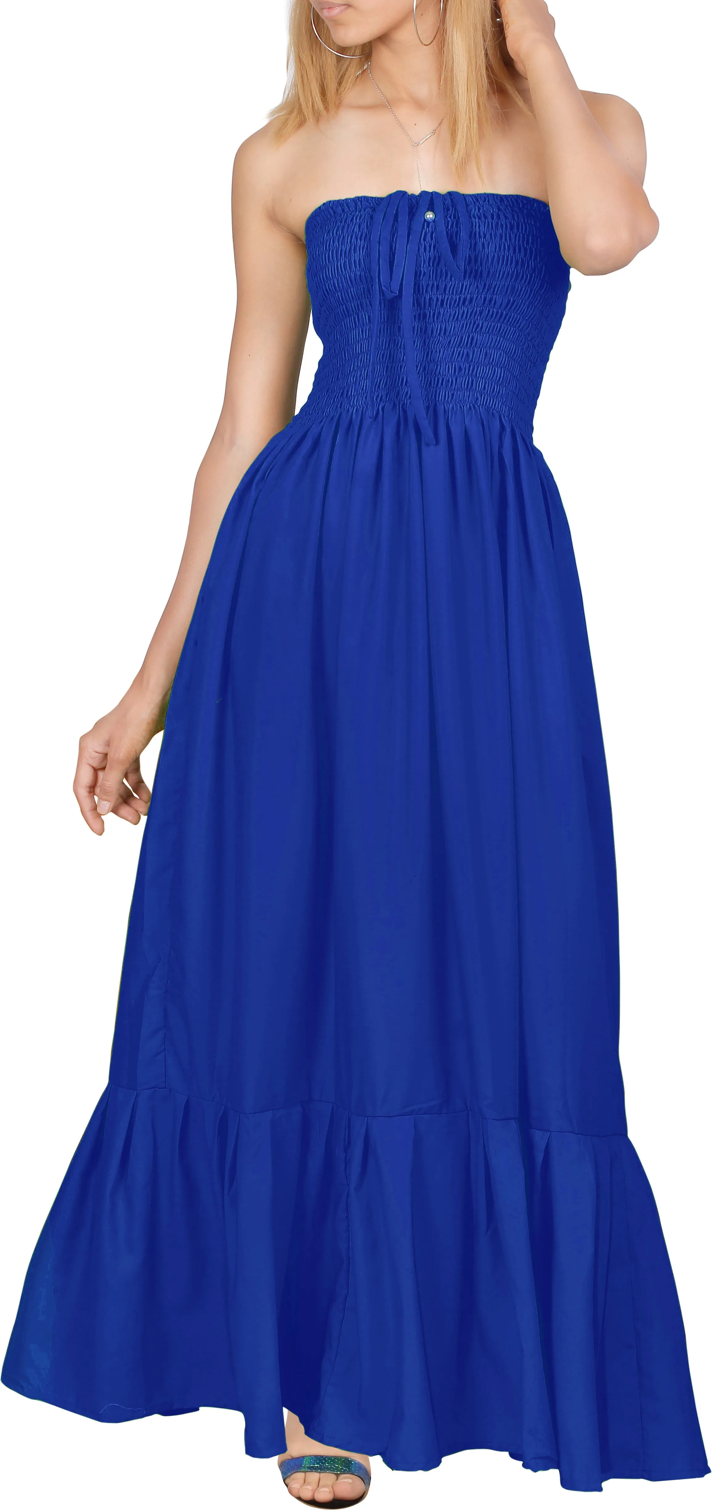 LA LEELA Long Maxi Solid Color Tube Dress For Women Everyday Casual And Chic Outfit Summer Beach Vacation Sundress
