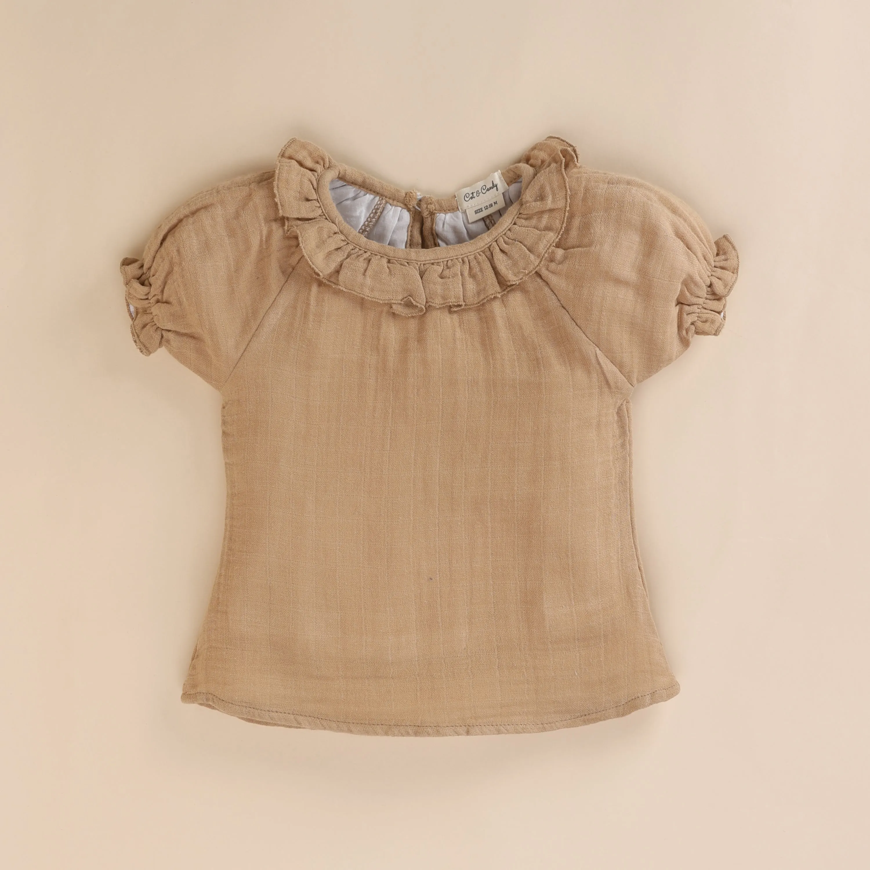 Latte Organic Muslin Frill Top With Bloomers