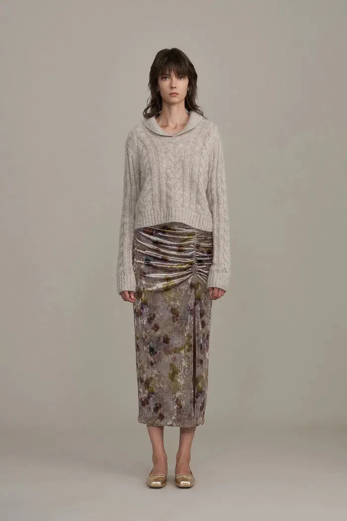 Leo Shimmering Pleated Skirt in Stretchy Velvet